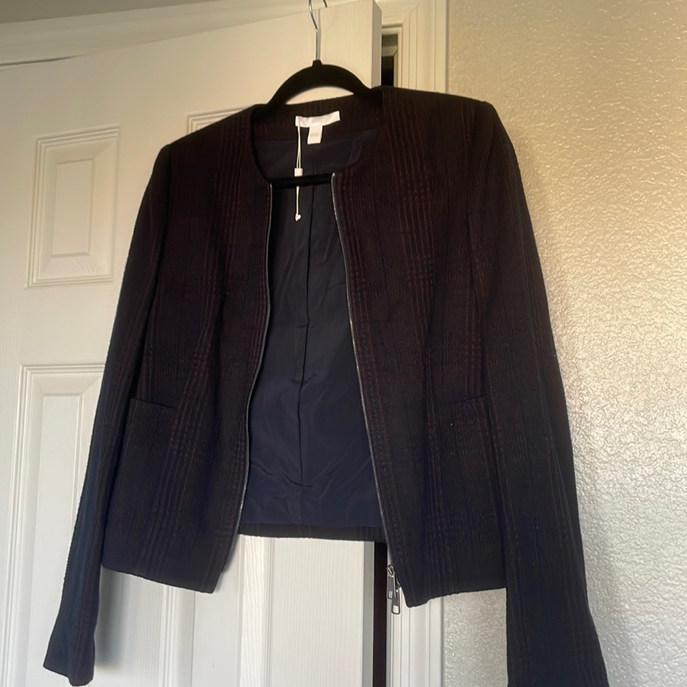 Hugo Boss Plaid Tweed Jacket with Zipper - Picture 2 of 7